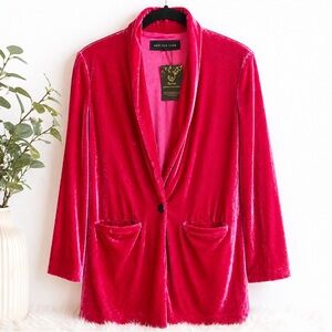 Endless Rose Womens XS Velvet Blazer Pink 1 button Jacket Soft